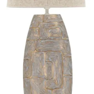 Hohe Beige Stoff Tischlampe Struktur Basis Eclips Tower