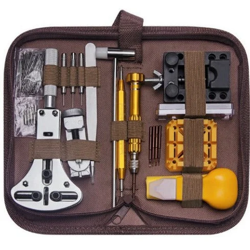 100-tlg. Uhrmacher Werkzeug-Set – Profi Uhren-Reparatur-Set für Batteriewechsel & Armbandkürzen – Gehäuseöffner & Federstegbesteck – Inkl. Tragetasche – Alles-in-Einem Kit