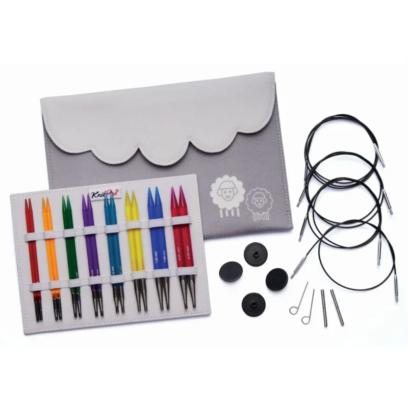 KnitPro Nadelset Deluxe auswechselbare Nadelspitzen Trendz Acryl Multicolor, 8 Nadeln 3,50 - 8,00 mm
