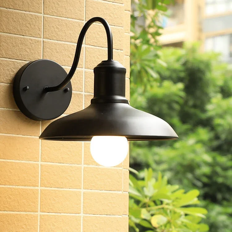 Retro Loft Dome Eisen Außen Wasserdicht 1-Licht Gebogene Arm Wand Sconce Lampe | Karnz