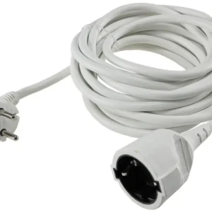 Schutzkontakt-Verlängerung, 5m, weiß H05VV-F3G 1,5mm² 16A/250V