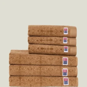 LEXINGTON Velours-Jacquard-Handtuch mit Ornamenten, fudge