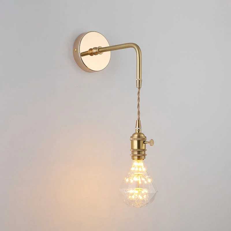 Schattierte Glastisch Wandlampe Vintage Einzel-Glühbirne Nachttisch Wandmontierte Lampe in Gold | Karnz