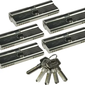 Schließzylinder-Set 5x 80mm (40+40mm) Profil-Zylinder, 5 Sicherheits-Schlüssel