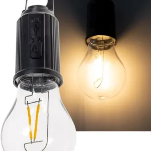 LED Glühlampe mit Akku "CT-KL3", dimmbar mit Haken / Karabiner, 3000k / Warmweiß