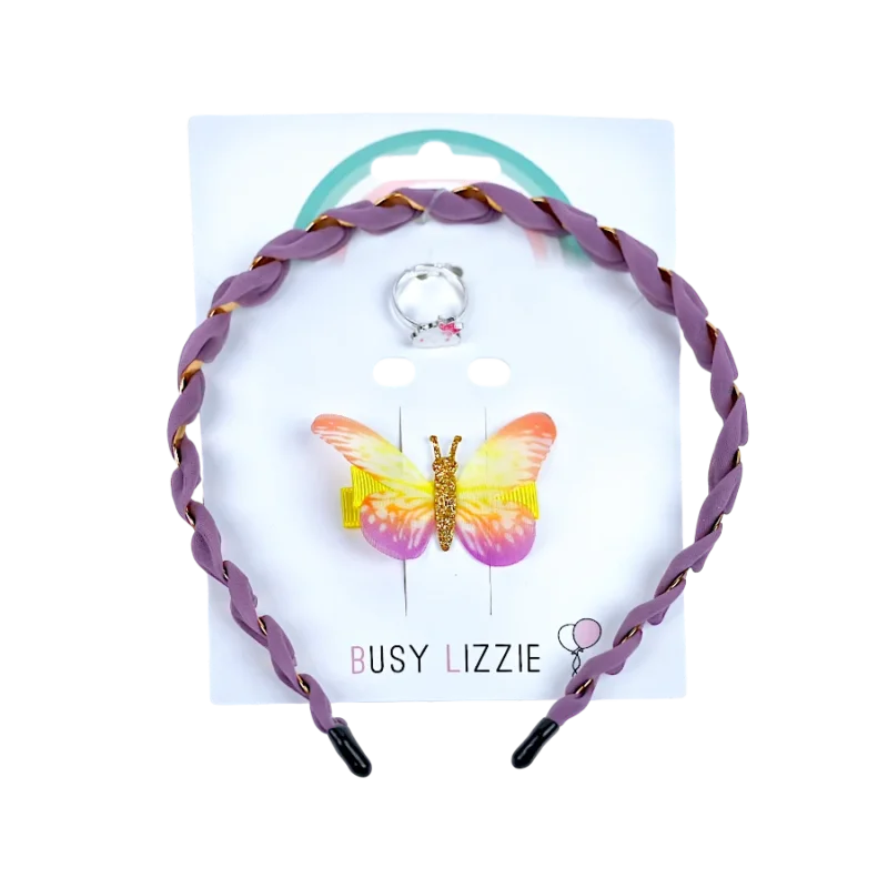 Haarschmuckset Purple Butterfly