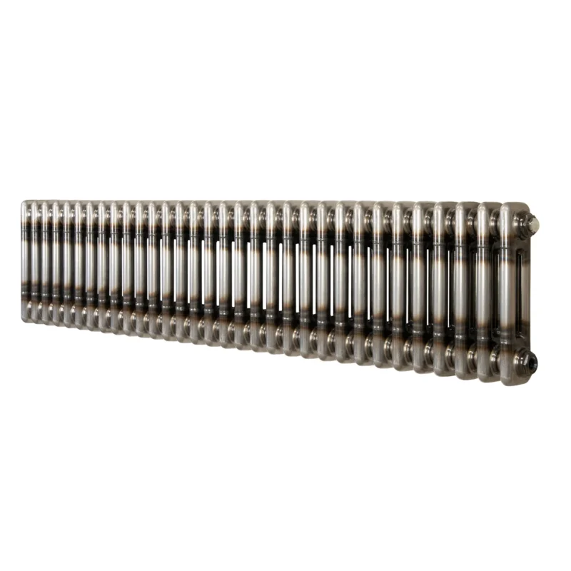 Klassischer 2-Säulen-Heizkörper aus Rohmetall, 300 x 1460 mm, mit glänzender Oberfläche und eleganter, länglicher Form