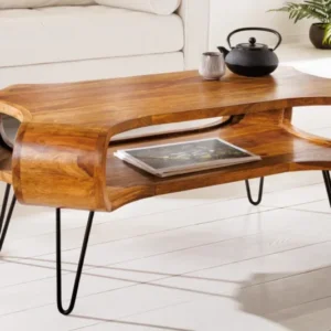 ORGANIC LIVING Couchtisch 100cm Sheesham Hairpin Legs Massivholz mit Stauraum