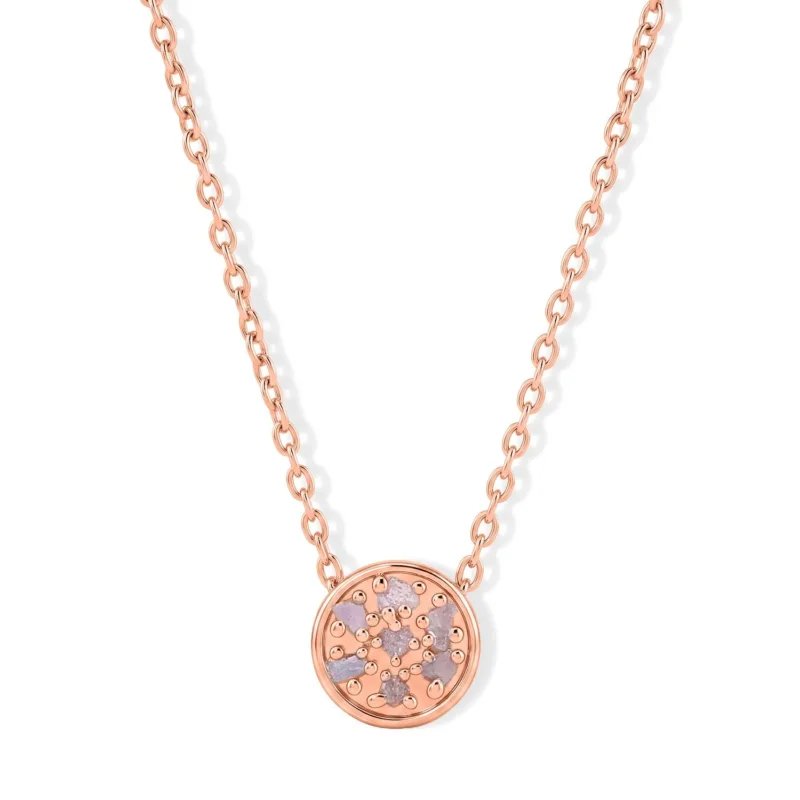 D'Joy natürliche Rosa Diamant Anhänger mit 45+5cm Kette, 925 Silber 750 Roségold Vermeil - 0,05 ct.
