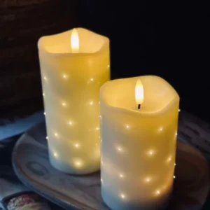 LED-Blockkerze Twinkle - 12,5 cm Creme