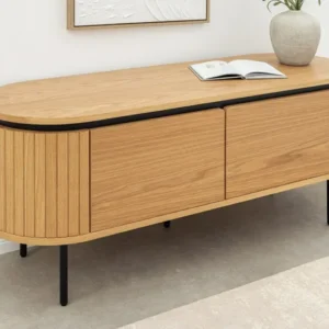 ATELIER Modernes TV-Board 120cm natur Eiche schwarz Metall Lowboard