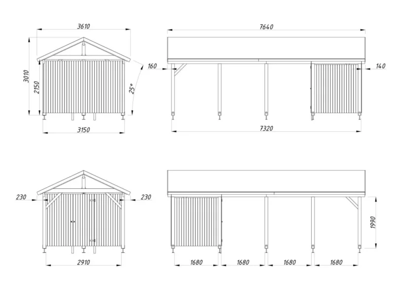 Palmako Robert 23,1 m2 mit Geräteraum - Carport – Bild 2