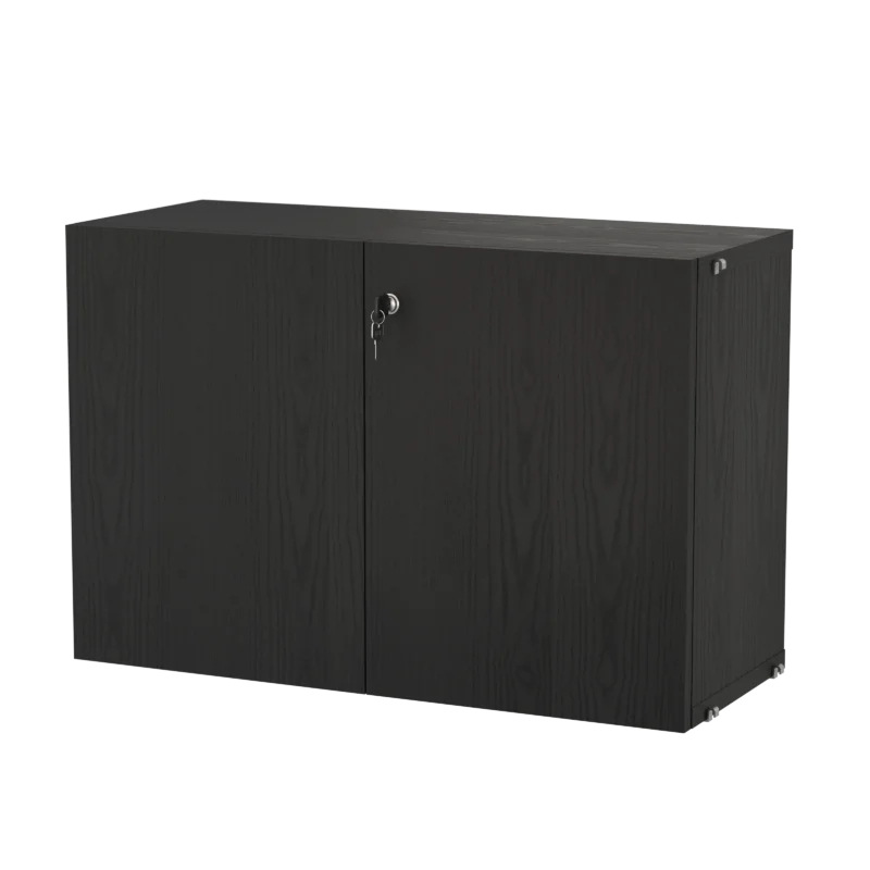 String Furniture Schrank mit Schloss B78 x T32.2 x H52, Schwarz gebeizte Esche
