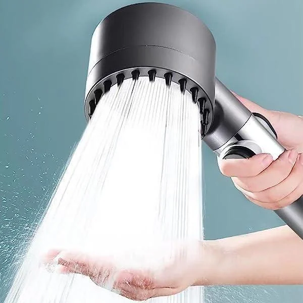 HydroPower Duschkopf – Hochdruck-Duschkopf mit 3 Strahlarten und Massagebürste