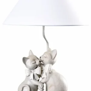 Tischlampe Katzenfigur Kinderzimmer Leuchte (ohne Leuchtmittel) Katzen Tischleuchte weiss Lampe cw613 Palazzo Exklusiv