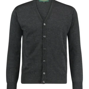 Cardigan mit Knöpfen, feine Merinowolle | Anthrazit