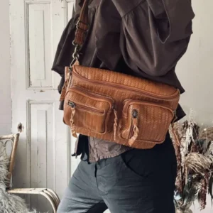 Gürteltasche Kaya - Cognac geflochten