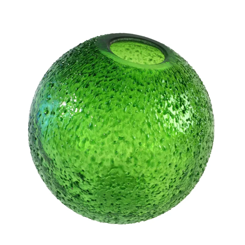 Vase 16 cm 50er 60er MID CENTURY Vase Glas grün Kugelvase schiefe Öffnung