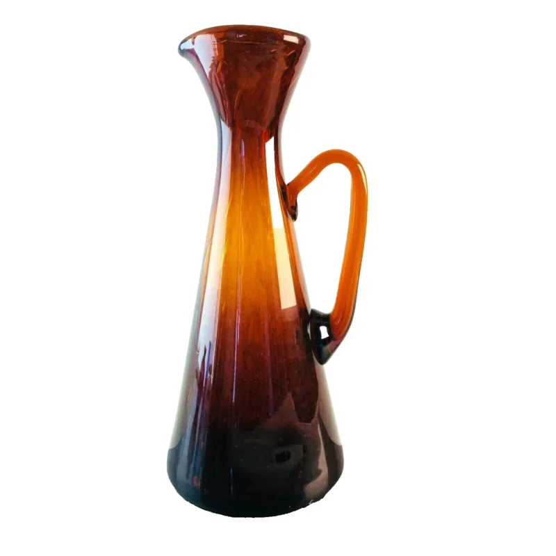 Kanne Karaffe 50er 60er 25,5 cm Bernstein braun VINTAGE Glas Schaumglas