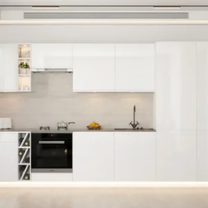 Velmora Küchenzeile KÜ-AS-016 – 340 cm – Weiß Hochglanz – Moderne Küchenzeile mit großzügigem Stauraum