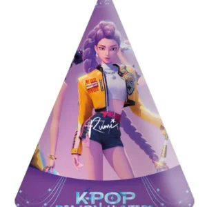 Chapeaux de fêtes en carton K-pop Demon Hunters pour enfant violets et jaunes