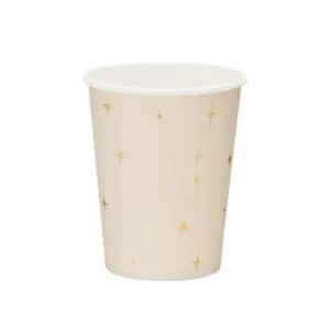 Gobelets étoiles pour fête crème et or