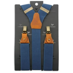 Luxuriöse Lederhosenträger mit Clips und Laschen | Blau
