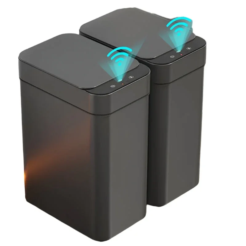 Set von 2 Smart Sensor Mülleimer – Berührungslos und kompakt (Schwarz) | Karnz