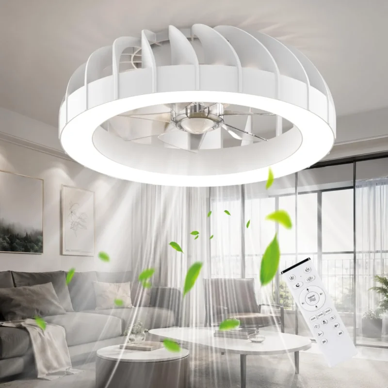 Ateroll Deckenventilator mit Beleuchtung, Ø46CM RGB Deckenventilator mit Licht und Fernbedienung, 6 Windstufen 3000K-6500K Dimmbare LED Leise Timer Deckenlampe mit Ventilator für Schlafzimmer, Wohn
