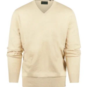 Pullover mit V-Ausschnitt, Baumwolle/Kaschmir | Beige