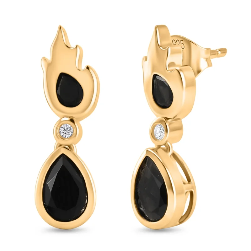EVER TRUE AA Natürlich Schwarzer Obsidian Ohrringe Nickelfreies Messing ca. 1.41 ct