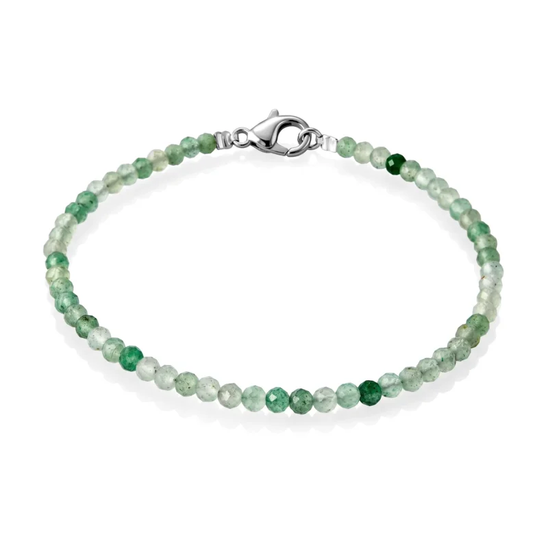 EverTrue grünes Erdbeerquarz 19cm Armband, 316L Edelstahl mit Platin E-Beschichtung - 12,25 ct.