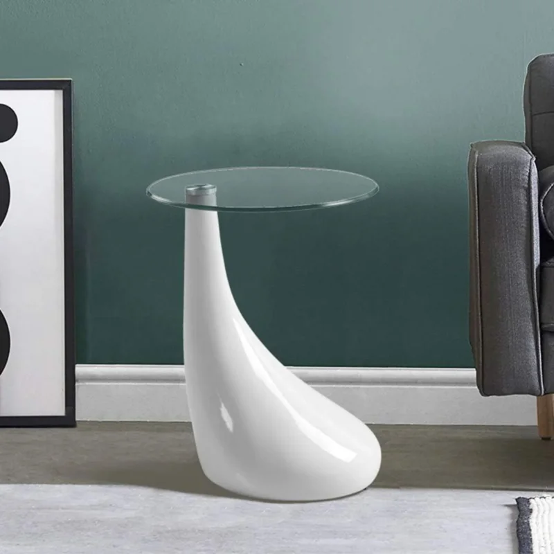 Runder Glas Beistelltisch Hochglanz Moderner Couchtisch