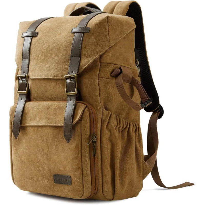 Fotorucksack wasserdicht mit Laptopfach und Regenschutz Khaki