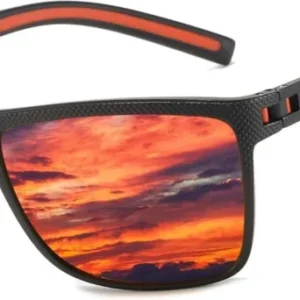 Polarisierte Sonnenbrille Herren UV400 TR90 Rahmen Schwarz/Orange