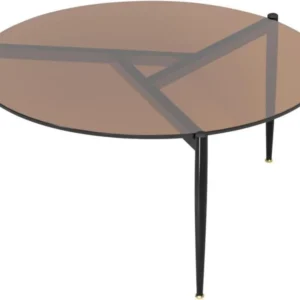 Runder Glas Couchtisch Gold Minimalistisch Modern 80x80x40 cm