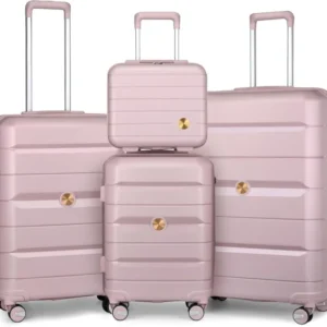 Kofferset 4tlg Handgepäck Trolley Hartschalen Beautycase TSA Schloss