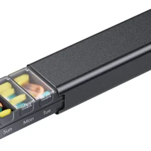 Tablettenbox 7 Tage Pillendose Aluminium Schwarz