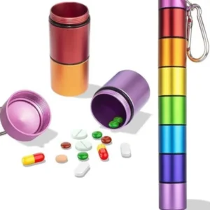 Wasserdichte Metall Tablettenbox 7 Tage Regenbogen Fächer