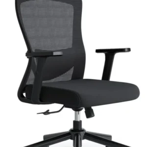 Ergonomischer Schwarzer Bürostuhl mit Lendenwirbelstütze & Kopfstütze
