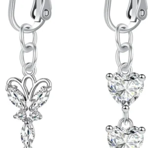 Fake Bauchnabelpiercing Set Herz Schmetterling Silber CZ