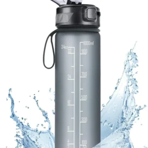 FULDENT Trinkflasche 1L Sport Wasserflasche mit Gummi Grip BPA Frei