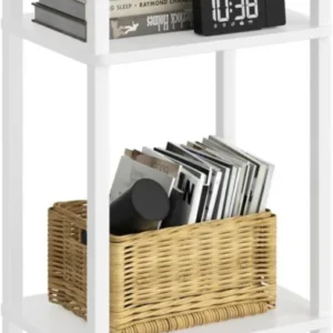 Modernes 3-Ebenen Beistelltisch Holz Weiß 70cm Hoch