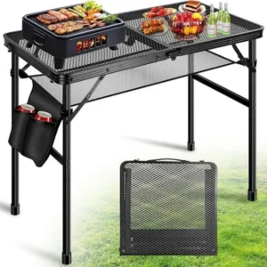 Campingtisch Klappbar Metall-Höhenverstellbar 60x40 Mesh-Netz