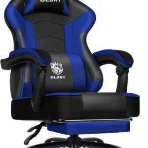 Ergonomischer Gaming Stuhl mit Fußstütze und Kopfstütze