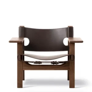 The Spanish Chair in dunkelbraunem Leder, Walnuss Öl von Børge Mogensen