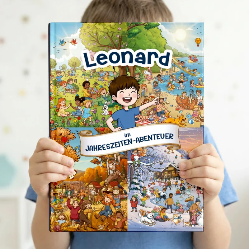 Personalisiertes Wimmelbuch mit Namen für Kinder – Jahreszeiten