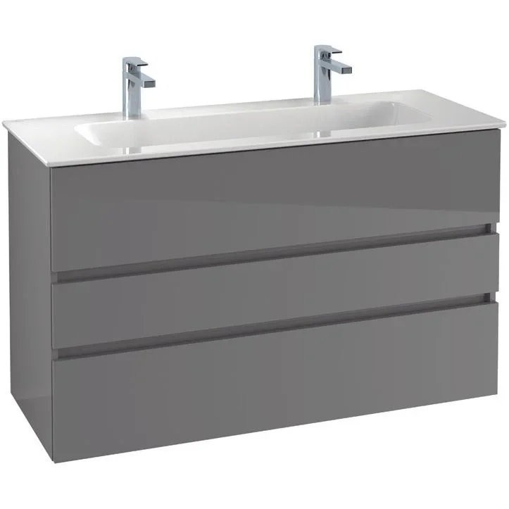VILLEROY & BOCH - Möbelset 08 A18 Wascht. 1200mm 2HL WT-Unterschrank 3 Auszüge VT=Grey