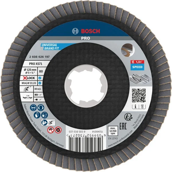 Produktbild von Fächerschleifscheibe 125 mm K80 PRO X571 gewinkelt X-Lock T29