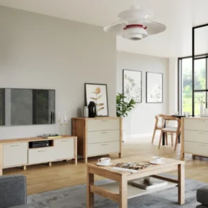 Velario Wohnzimmer-Set 5-teilig – Modernes Wohnmöbel-Set in Wotan Eiche & Beige